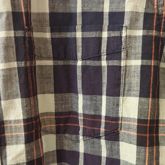 Navy and White Plaid Casual Shirt WESTERN COWBOY CHIC - Picture 3 of 4